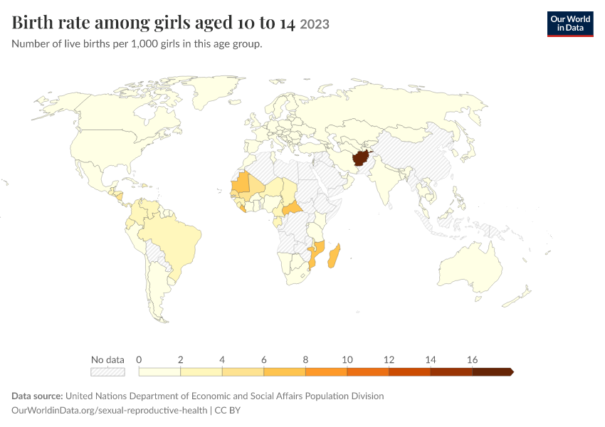 A thumbnail of the "Birth rate among girls aged 10 to 14" chart