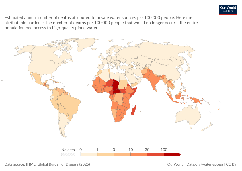 A thumbnail of the "Rate of deaths attributed to unsafe water sources" chart