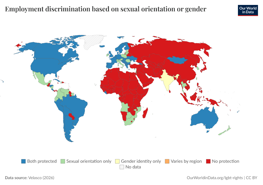 A thumbnail of the "Employment discrimination based on sexual orientation or gender identity prohibited" chart