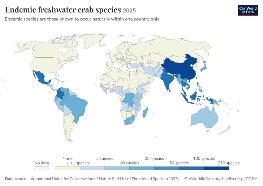 A thumbnail of the "Endemic freshwater crab species" chart