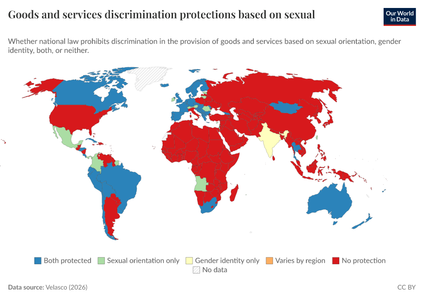 A thumbnail of the "Goods and services discrimination protections based on sexual orientation or gender identity" chart
