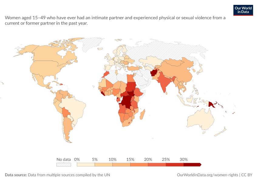 A thumbnail of the "Share of women who experienced  violence by an intimate partner" chart