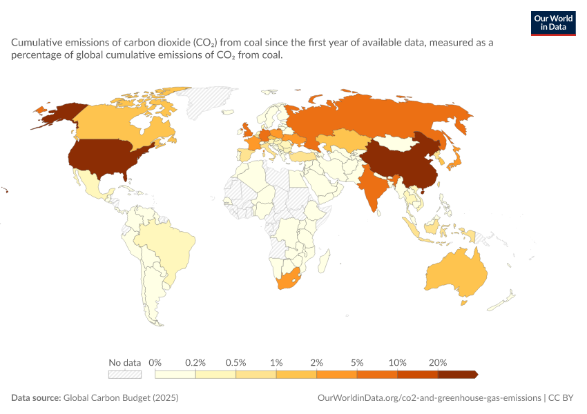 A thumbnail of the "Share of global cumulative CO₂ emissions from coal" chart