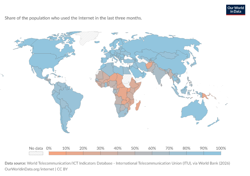 A thumbnail of the "Share of the population using the Internet" chart