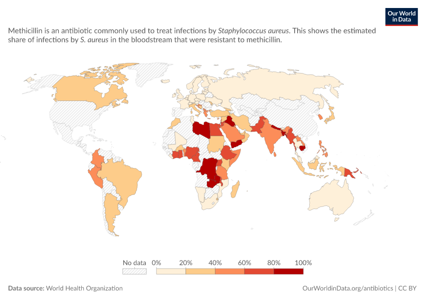 A thumbnail of the "Share of S. aureus infections resistant to methicillin" chart