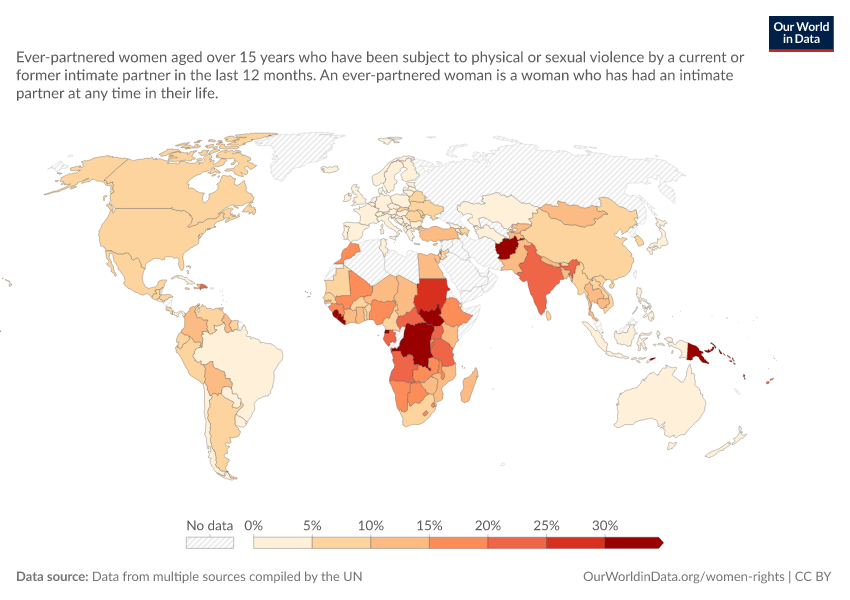 A thumbnail of the "Share of women who experienced violence from an intimate partner" chart