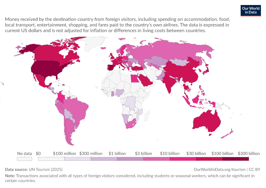 A thumbnail of the "Spending by international visitors while visiting a country" chart