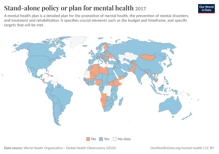 A thumbnail of the "Stand-alone policy or plan for mental health" chart
