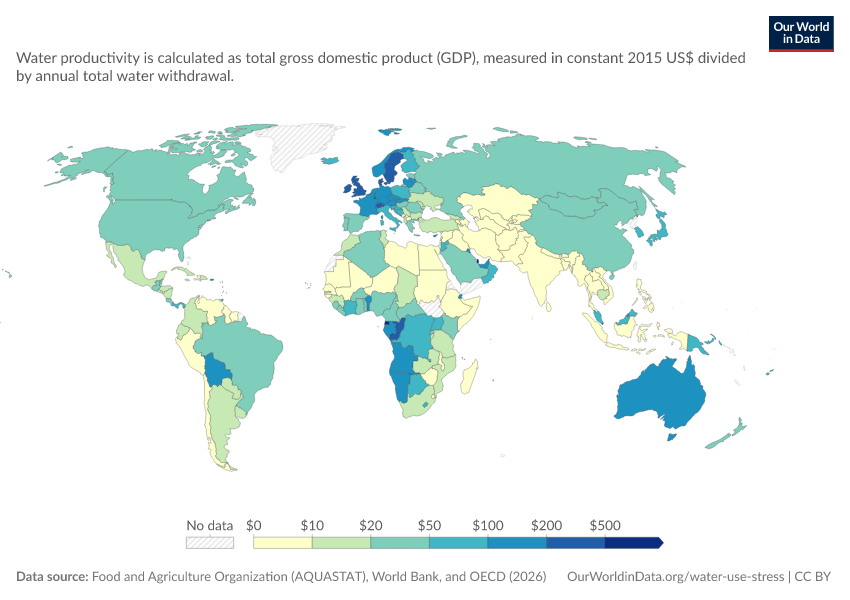 A thumbnail of the "Water productivity, GDP per cubic meter of freshwater withdrawal" chart