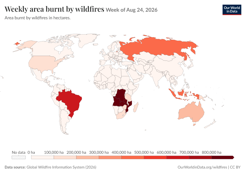A thumbnail of the "Weekly area burnt by wildfires" chart