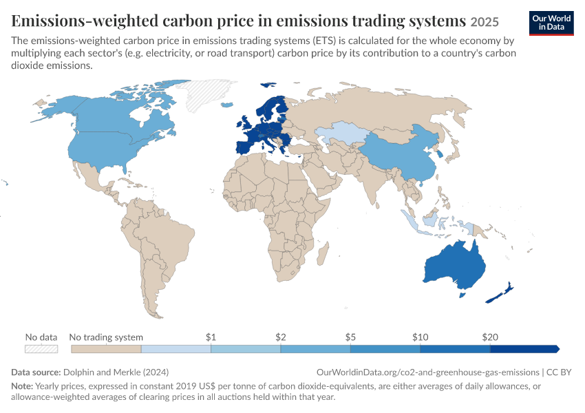 A thumbnail of the "Emissions-weighted carbon price in emissions trading systems" chart
