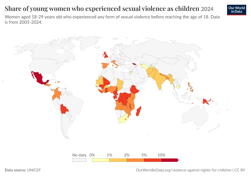 A thumbnail of the "Share of young women who experienced sexual violence as children" chart